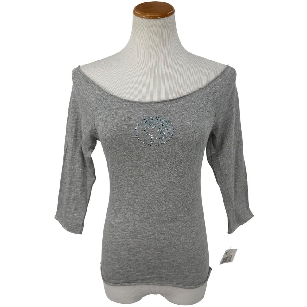 Vintage 90s NWT Gray Studded Virgo Zodiac Tee | Streetwear Y2K Noughties McBling - Picture 2 of 13